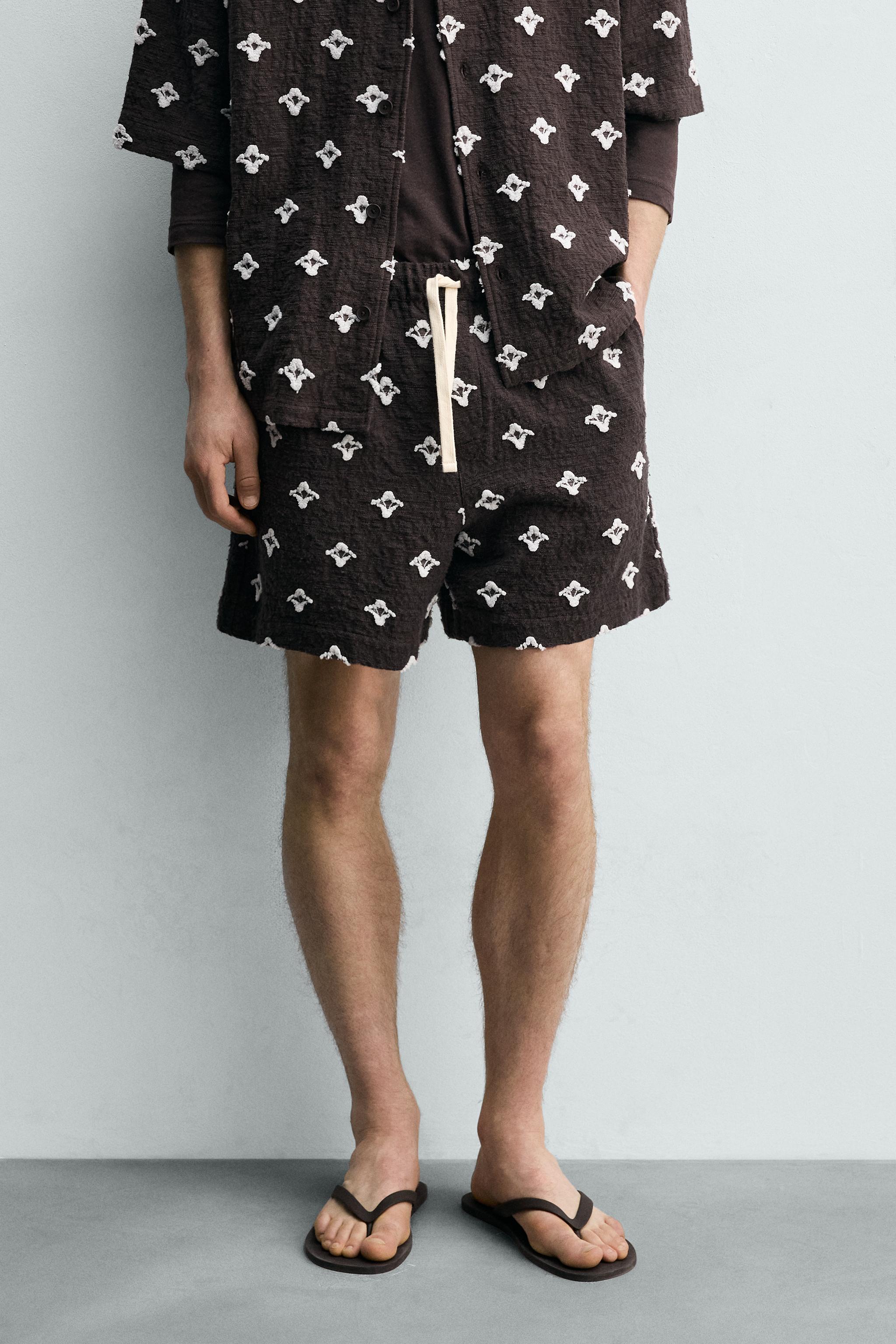 RELAXED FIT TEXTURED JACQUARD SHORTS